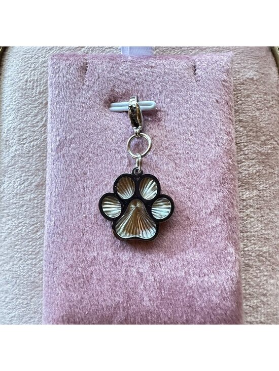 Handmade Jewelry - Paw Print Stainless Steel Pendant Charm With Lobster Clasp - Waterproof